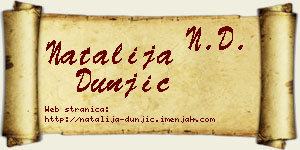Natalija Dunjić vizit kartica